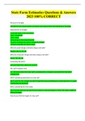 State Farm Estimatics Questions & Answers 2023 100&percnt; CORRECT 