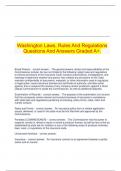 Washington Laws&comma; Rules And Regulations Questions And Answers Graded A&plus;&period;