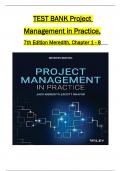 TEST BANK For Project Management in Practice&comma; 7th Edition by Jack R&period; Meredith &comma;All 1-8  Chapters Covered &comma;Latest Edition ISBN&colon;9781119702962