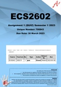 ECS2602 Assignment 1 (QUIZ) Semester 1 2023 (706843)