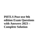 PHTLS Post test 9th Edition Exam Questions with Answers 2023 – Complete Solution 