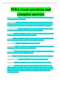 WRA exam questions and complete answers