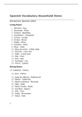 Spanish Vocabulary Household Items - Elementary Spanish (ASU)