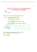 NUR 2115 Final exam , Fundamentals of Professional Nursing 2023