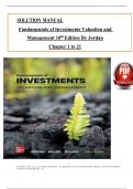 Solution Manual - Fundamentals of Investments&colon; Valuation and Management 10th Edition by Jordan&comma; Miller & Dolvin&comma; All 21 Chapters Covered&comma; Verified Latest Edition