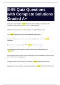 S-95 Quiz Questions with Complete Solutions Graded A&plus;