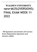 WALDEN UNIVERSITY  NRNP 6635&lpar;2VERSIONS&rpar; FINAL EXAM WEEK 11  2022