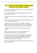 Pre-Assessment C483 Principles of Management questions with complete solutions