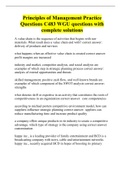 Principles of Management Practice Questions C483 WGU questions with complete solutions