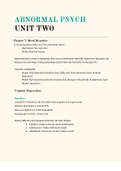 Abnormal Psychology Class Notes: Unit Two