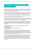 HEALTH CARE POLICY QUESTIONS WITH ANSWERS&period;