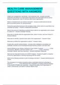 HEALTH CARE MANAGEMENT QUESTIONS WITH ANSWERS