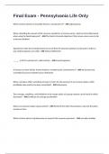 Pennsylvania Life insurance Final Exam