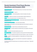 Dental Assistant Final Exam Review Questions and Answers 2022&period;
