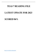 TEAS 7 READING FILE  LATEST UPDATE FOR 2023  SCORED 86% 