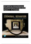 test bank For Criminal Behavior A Psychological Approach 12th Edition by Bartol all chapters 1 to 16 complete ISBN&semi;978-0134163741