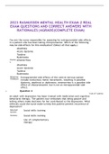       2023 RASMUSSEN MENTAL HEALTH EXAM 2 REAL EXAM QUESTIONS AND CORRECT ANSWERS WITH RATIONALES|AGRADE(COMPLETE EXAM)