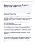 Development Psychology Chapter 9&colon; Study Guide 100&percnt;Correct