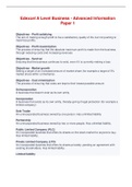 Edexcel A Level Business - Advanced Information Paper 1