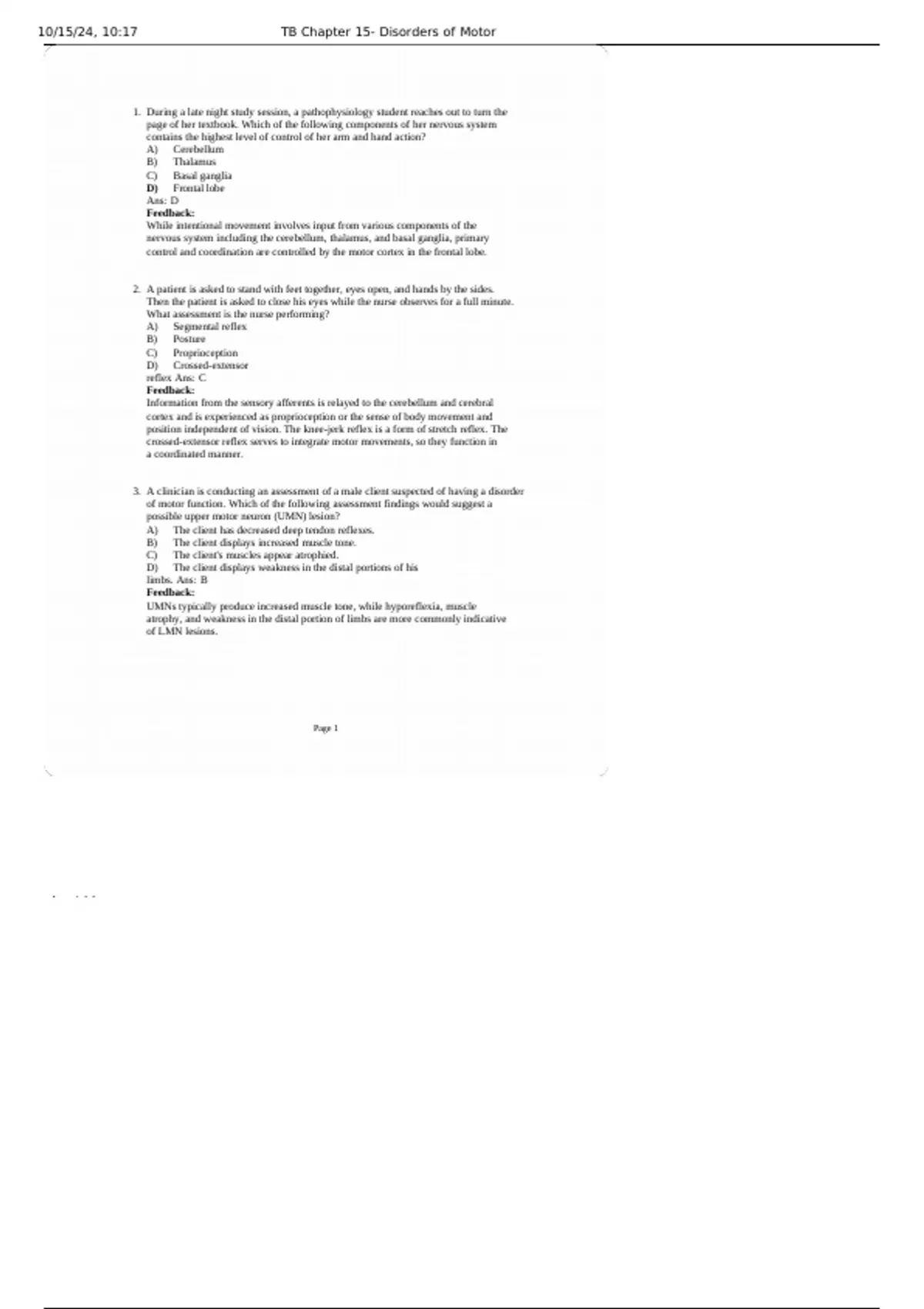 Tb Chapter 15 Disorders Of Motor Function Porth S Pathophysiology