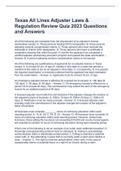 Texas All Lines Adjuster Laws & Regulation Review Quiz 2023 Questions and Answers