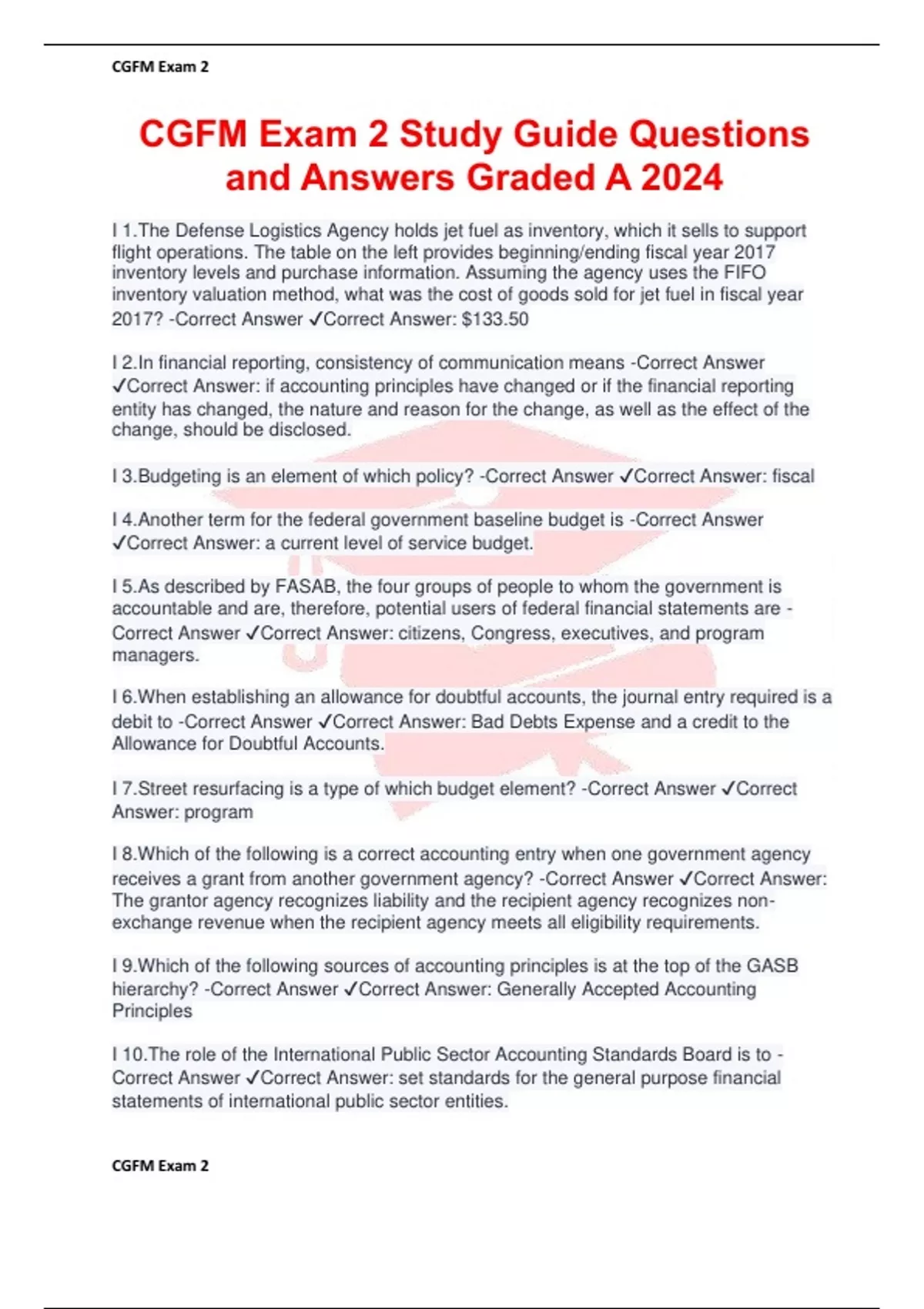 CGFM Exam 2 Study Guide Questions and Answers Graded A 2024 - CGFM ...