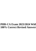 PHR-CA Exam 2023/2024 With 100% Correct Revised Answers.