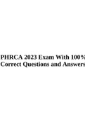 PHRCA 2023 Exam With 100% Correct Questions and Answers.