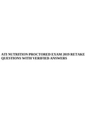 ATI NUTRITION PROCTORED EXAM 2019 RETAKE QUESTIONS WITH VERIFIED ANSWERS.