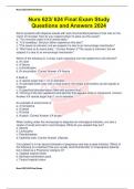 Nurs 623&sol; 624 Final Exam Study Questions and Answers 2024