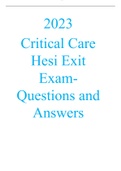 2023 Critical Care Hesi Exit Exam- Questions and Answers