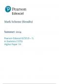 Pearson Edexcel GCSE &lpar;9 &ndash; 1&rpar; In Statistics &lpar;1ST0&rpar; Foundation Paper 1F mark scheme 2024 june 1sto&sol;1h