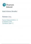Pearson Edexcel GCSE &lpar;9 &ndash; 1&rpar; In Statistics &lpar;1ST0&rpar; Foundation Paper 1F 1sto&sol;1f  mark scheme 2024 june 
