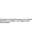 Test Bank For Prehospital Emergency Care 11Edition (Mistovich et al.) Chapter 1-46 | Complete Guide | Revised Edition.