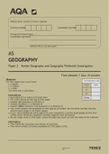 AQA June 2022 AS GEOGRAPHY Paper 2	Human Geography and Geography Fieldwork Investigation