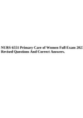 NURS 6551 Primary Care of Women Full Exam 2023 Revised Questions And Correct Answers.