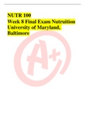 NUTR 100 Week 8 Final Exam Nutruition University of Maryland, Baltimore