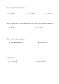 Math 3 Enhanced Logarithm and Exponential  Equations Conversion, Polynomial Inequalities/Equations, and Inverse Test Guide
