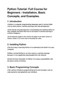 Python Tutorial: Full Course for Beginners - Installation, Basic Concepts, and Examples.