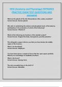 HESI &lpar;Anatomy and Physiology&rpar; ENTRANCE  PRACTICE EXAM TEST QUESTIONS AND  ANSWERS 