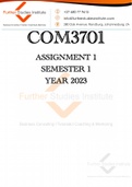 Exam (elaborations) COM3701 - Marketing Communication (COM3701) 