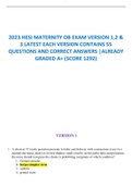2023 HESI MATERNITY OB EXAM VERSION 1,2 & 3 LATEST EACH VERSION CONTAINS 55 QUESTIONS AND CORRECT ANSWERS |ALREADY GRADED A+ (SCORE 1292)