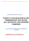 WOMEN’S GYNECOLOGICHEALTH, THIRDEDITION TEST BANK  ALL QUESTIONS ANDANSWERS VERIFIED