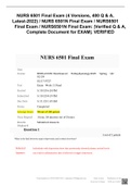 NURS 6501 Final Exam (4 Versions, 400 Q & A, Latest-2022) / NURS 6501N Final Exam / NURS6501 Final Exam / NURS6501N Final Exam: |Verified Q & A, Complete Document for EXAM|. VERIFIED