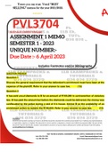 PVL3704 ASSIGNMENT 1 MEMO - SEMESTER 1 - 2023 - UNISA - (DETAILED ANSWERS - DISTINCTION GUARANTEED)