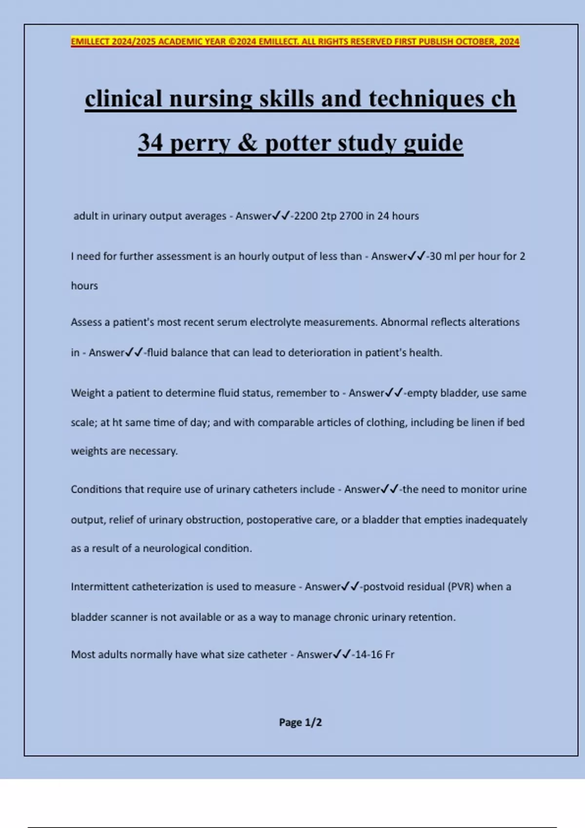 clinical nursing skills and techniques ch 34 perry & potter study guide ...
