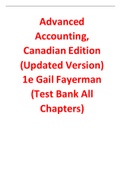 Advanced Accounting Canadian Edition (Updated Version) 1st Edition By Gail Fayerman (Test Bank)