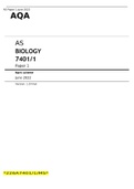 AQA AS LEVEL BIOLOGY Paper 1 June 2022 Mark Scheme
