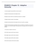 EXAM III&colon; Chapter 12 - Adaptive Immunity 2023 WITH 100&percnt; CORRECT ANSWERS