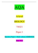 AQA A-level BIOLOGY 7402/1 Paper 1 Question Paper + Mark scheme [MERGED] June 2022